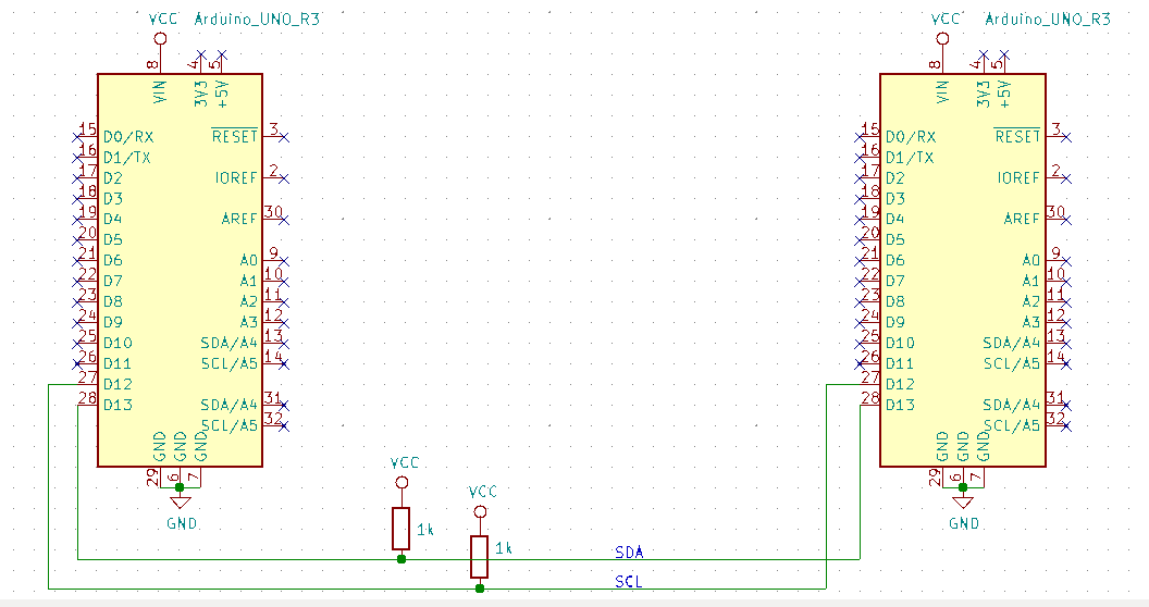 I2C schematic with pull-up resistors.